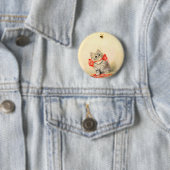 Badge Rond 5 Cm Kitten avec ruban rouge (En situation)