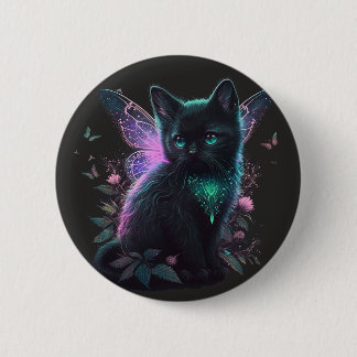 Badge Rond 5 Cm Kitten de fée magique