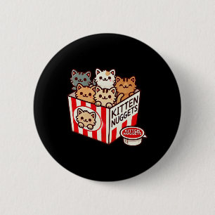 Badge Rond 5 Cm Kitten Nuggets Funny Cute Food Pun Amoureux des ch
