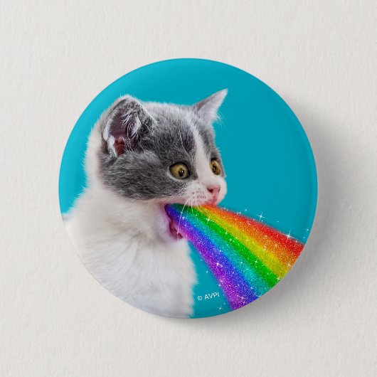 Badge Rond 5 Cm Kitten Spits Up Rainbow (Devant)