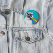 Badge Rond 5 Cm Kitten Spits Up Rainbow (En situation)
