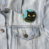 Badge Rond 5 Cm Kitty noir (En situation)