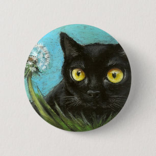 Badge Rond 5 Cm Kitty noir
