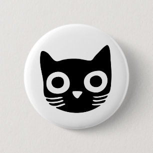 Badge Rond 5 Cm Kitty noir