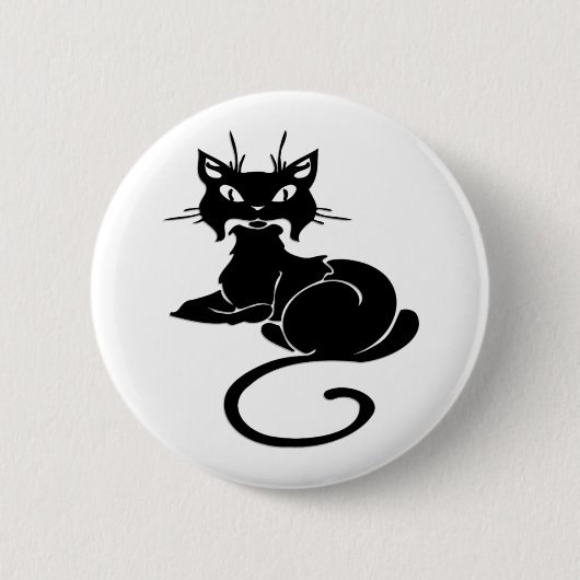 Badge Rond 5 Cm Kitty noir mignon (Devant)