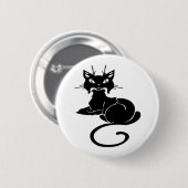 Badge Rond 5 Cm Kitty noir mignon (Devant & derrière)