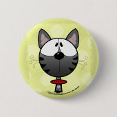 Badge Rond 5 Cm Kitty rayé gris (Devant)
