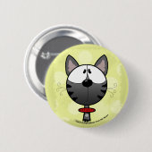 Badge Rond 5 Cm Kitty rayé gris (Devant & derrière)