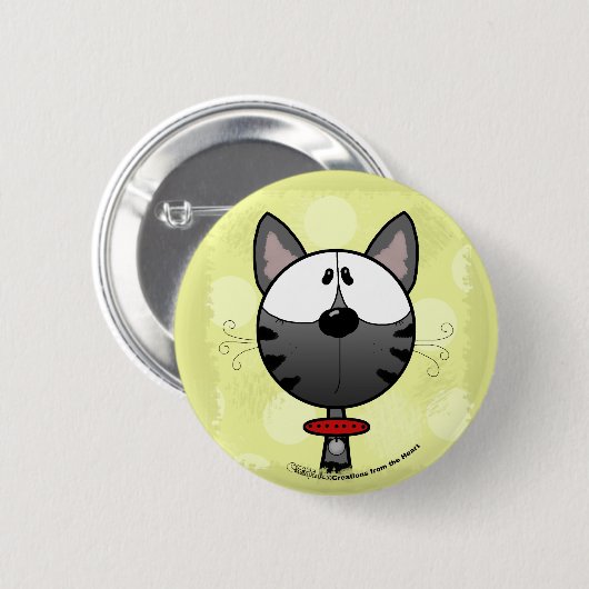 Badge Rond 5 Cm Kitty rayé gris (Devant & derrière)