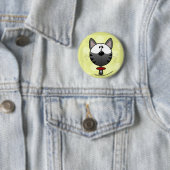 Badge Rond 5 Cm Kitty rayé gris (En situation)