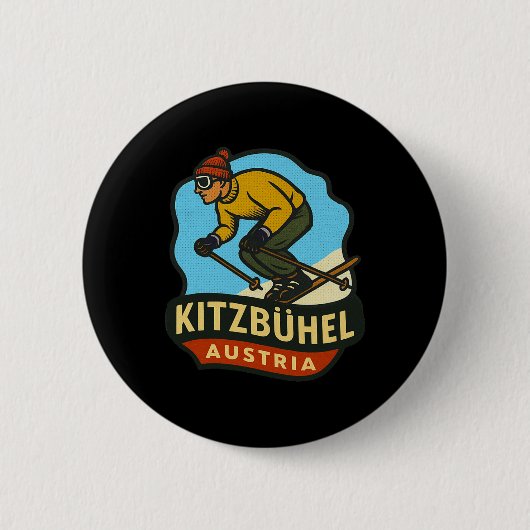 Badge Rond 5 Cm Kitzbühel Autriche Ski  (Devant)