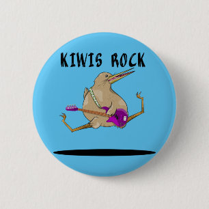 Badge Rond 5 Cm Kiwi Bass Guitare