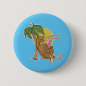Badge Rond 5 Cm Kiwi mangeant une crème glacée (Devant)