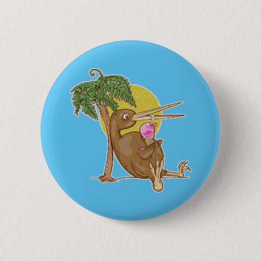 Badge Rond 5 Cm Kiwi mangeant une crème glacée (Devant)