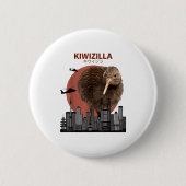 Badge Rond 5 Cm Kiwizilla Funny Kiwi _ New Zealand Bird Lovers Gif (Devant)