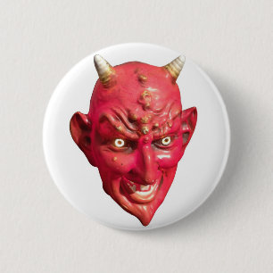 Badge Rond 5 Cm Klaxons d'enfer de démon de Satan de diable rouge