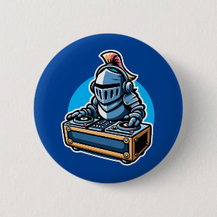 Badge Rond 5 Cm Knight Turntablist - DJ Medieval DJ Design