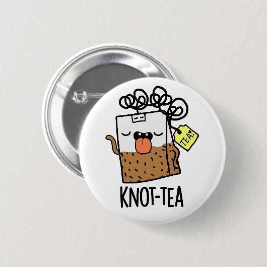 Badge Rond 5 Cm Knot-tea Funny Tea Pun (Devant & derrière)