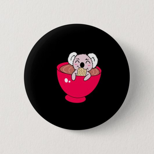 Badge Rond 5 Cm Koala dans Ramen (Devant)
