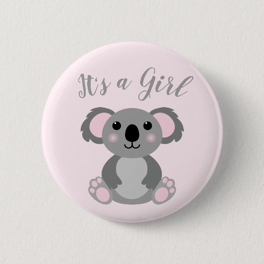 Badge Rond 5 Cm Koala ours Baby shower fille rose (Devant)
