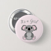 Badge Rond 5 Cm Koala ours Baby shower fille rose (Devant & derrière)