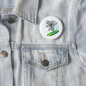 Badge Rond 5 Cm koala ours surfant drôle (En situation)