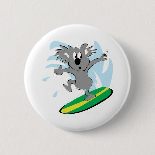 Badge Rond 5 Cm koala ours surfant drôle