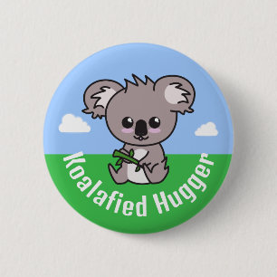 Badge Rond 5 Cm "Koalafied Hugger" adorable bébé koala