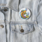 Badge Rond 5 Cm Koi avec le bouton de fleurs de cerisier (En situation)