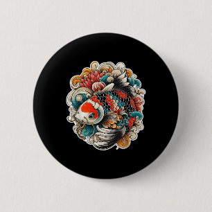 Badge Rond 5 Cm Koi couleur tatouage de poisson design japonais Ar