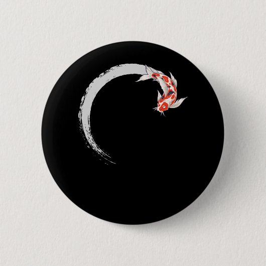 Badge Rond 5 Cm Koi Japonais Enso Poisson Carpe Cercle (Devant)