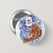Badge Rond 5 Cm koi oriental (Devant & derrière)