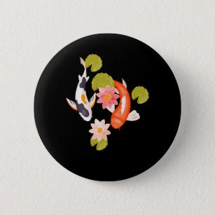 Badge Rond 5 Cm Koi Poisson Eau Lily Japonaise Pêche à la Carpe