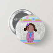 Badge Rond 5 Cm kokeshi sakura (Devant & derrière)