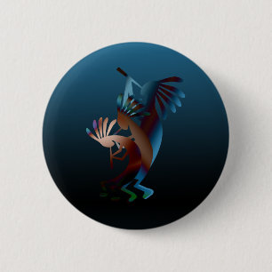 Badge Rond 5 Cm Kokopelli Blues