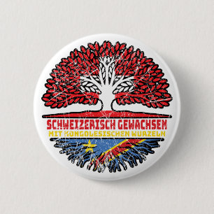 Badge Rond 5 Cm Kongo Kongolesisch Schweizer Baum Wurzel