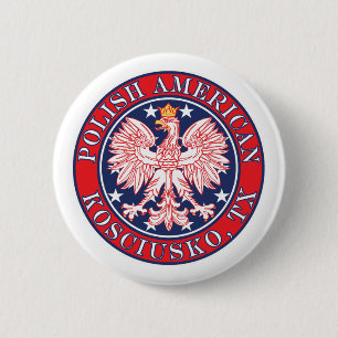 Badge Rond 5 Cm Kosciusko Texas Aigle polonaise américaine