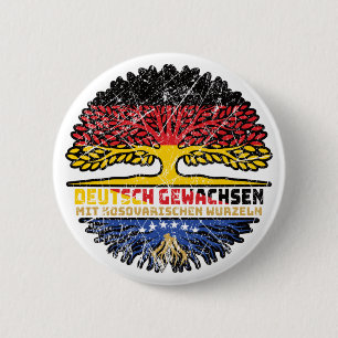 Badge Rond 5 Cm Kosovo Kosovar Allemand Allemagne Arbre Racine