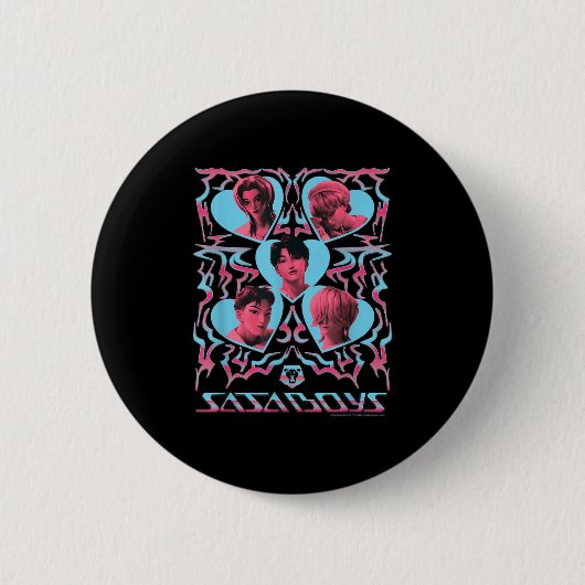 Badge Rond 5 Cm Kp Demon Hunters Halloween Saja Boys Heart Shapes  (Devant)