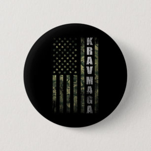 Badge Rond 5 Cm Krav Mega Usa Drapeau Américain Camo Fan Vintage