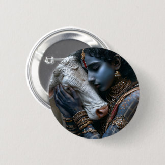 Badge Rond 5 Cm Krishna & amour de vache