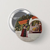 Badge Rond 5 Cm Krishna et Radha dans un pavillon par Nihâl Chand (Devant & derrière)