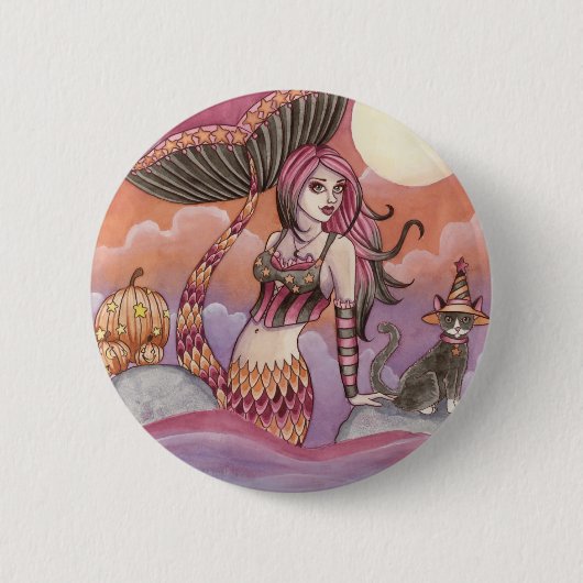 Badge Rond 5 Cm Krista - bouton de sirène de Halloween (Devant)