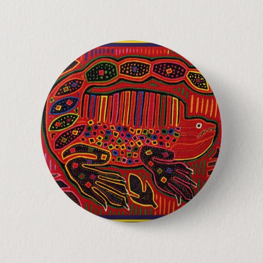 Badge Rond 5 Cm Kuna Iguana Mola (Devant)