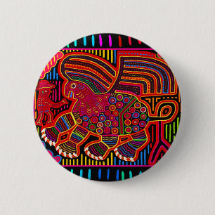 Badge Rond 5 Cm Kuna Indian Friendly Dragon