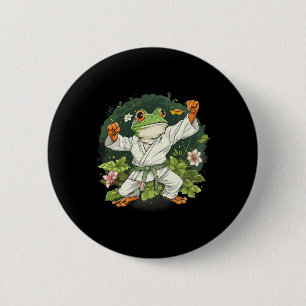 Badge Rond 5 Cm Kung Fu Grenouille Arts Martiaux Floral Taekwondo