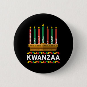 Badge Rond 5 Cm Kwanzaa Principes Kwanzaa Bougies Kinara Pan Afri