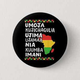Badge Rond 5 Cm Kwanzaa Sept Principes Carte Africaine Black Pride