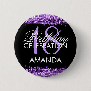 Badge Rond 5 Cm La 18ème fête d'anniversaire élégante miroite