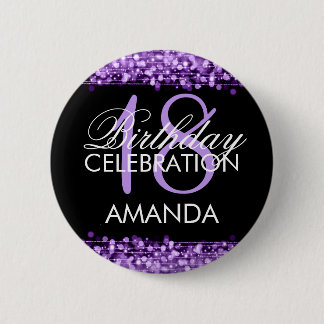 Badge Rond 5 Cm La 18ème fête d'anniversaire élégante miroite